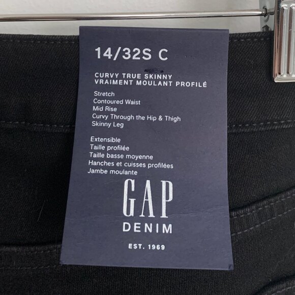 GAP Curvy True Skinny Jeans Black Mid Rise Sz 32 / 14 Regular NWT - Picture 8 of 10